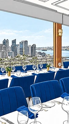 Private dining room for large events and parties at Mister A's San Diego